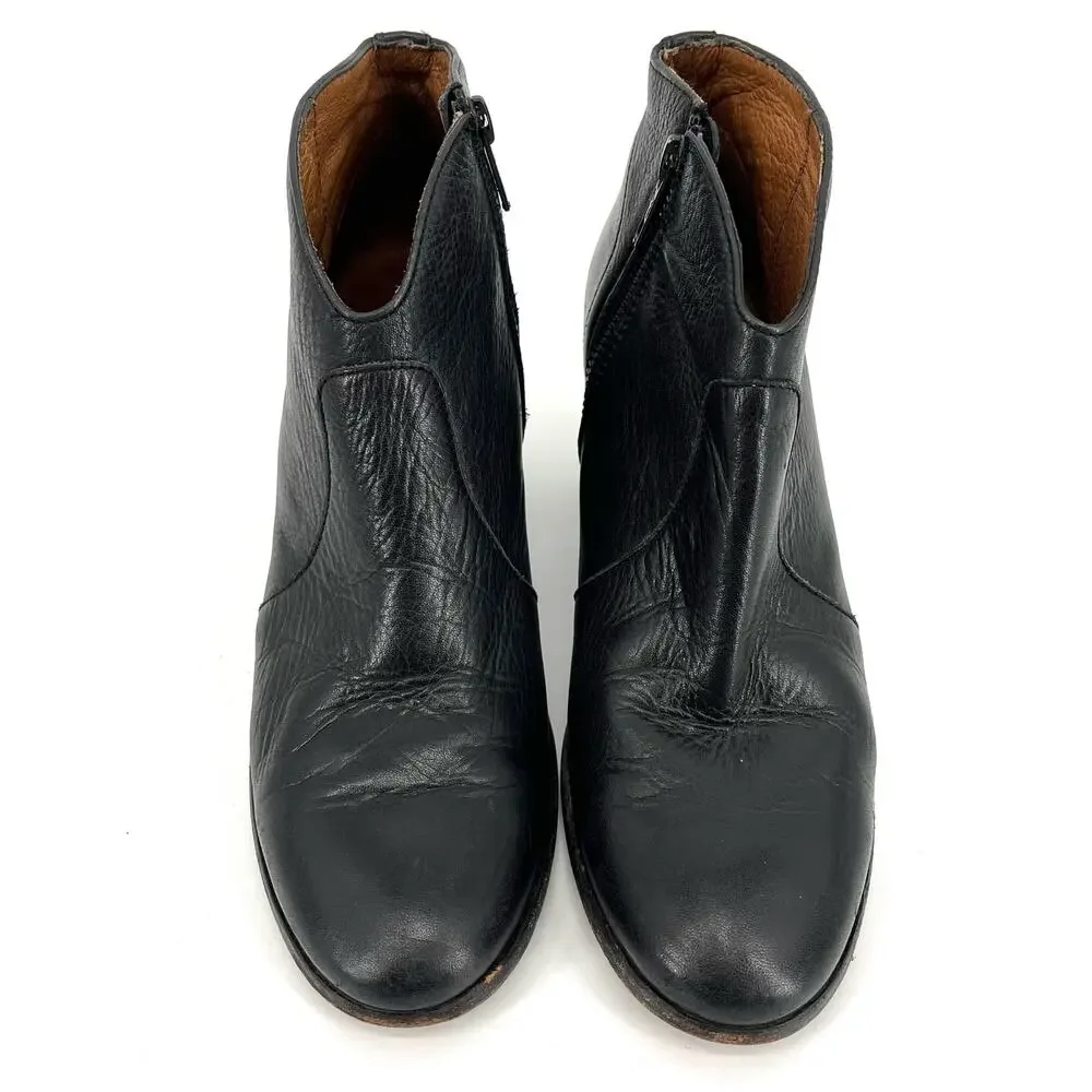 Women FRYE‎ Black Leather Nora Omaha Western Ankle Boot (7B)